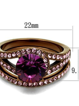 TK2745 - IP Coffee light Stainless Steel Ring with Top Grade Crystal