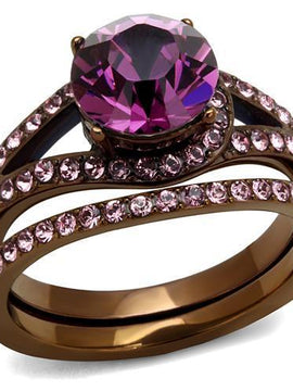TK2745 - IP Coffee light Stainless Steel Ring with Top Grade Crystal